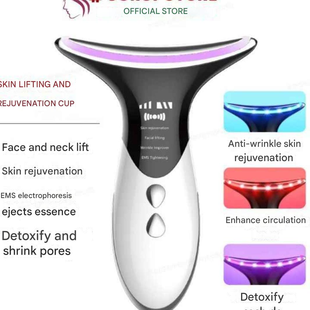 neck beauty device combines vibration technology with a 7-color light therapy system to target neck wrinkles and promote skin vitality