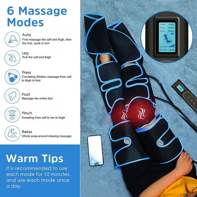 Leg Massager with Knee Heating and Air Compression Therapy for Enhanced Leg Wellness
