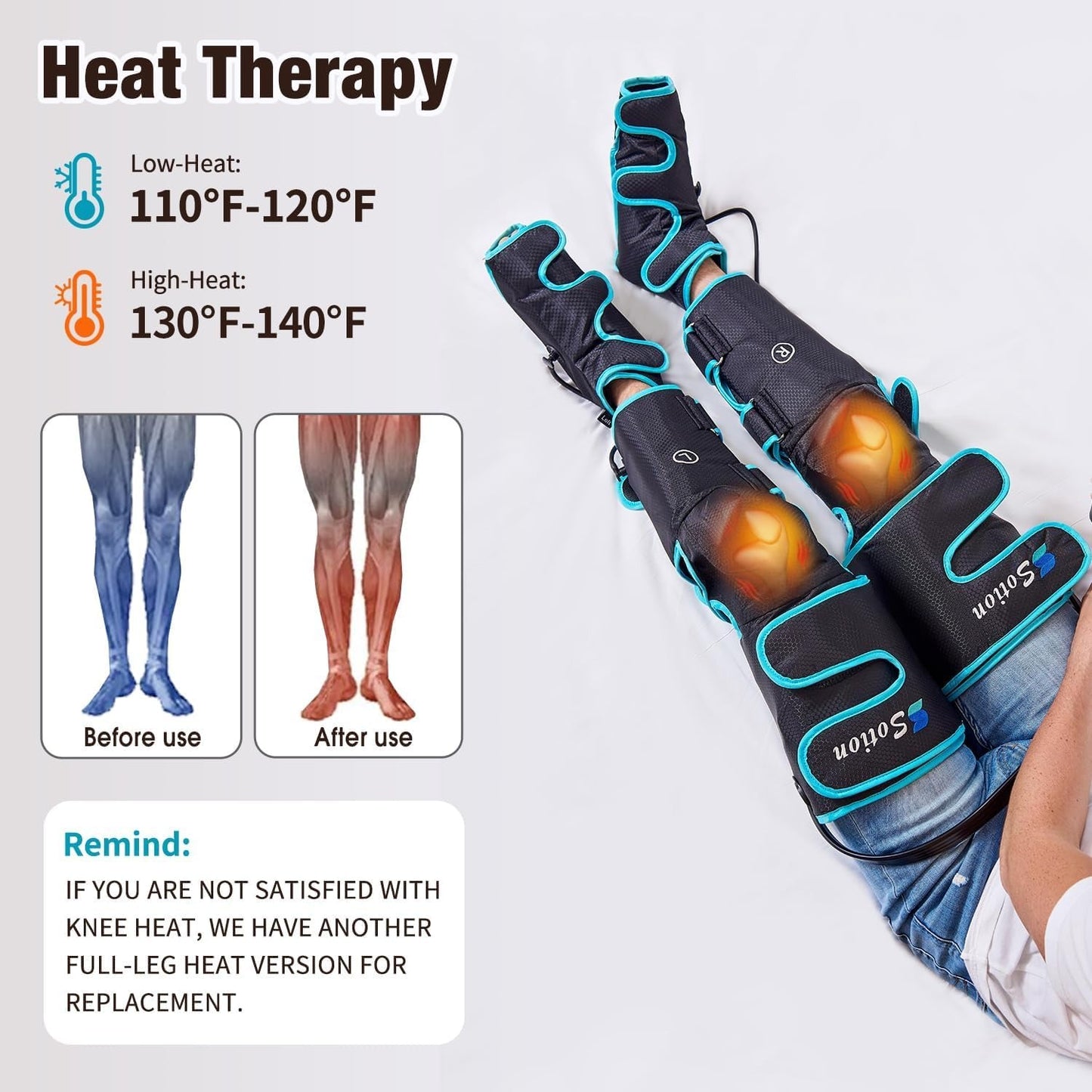 Leg Massager with Knee Heating and Air Compression Therapy for Enhanced Leg Wellness