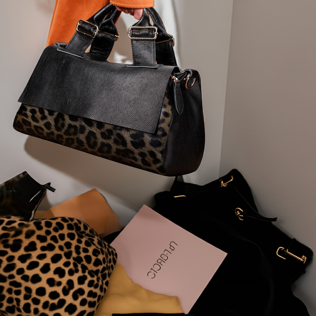 Women's bags soft leather stylish leopard print