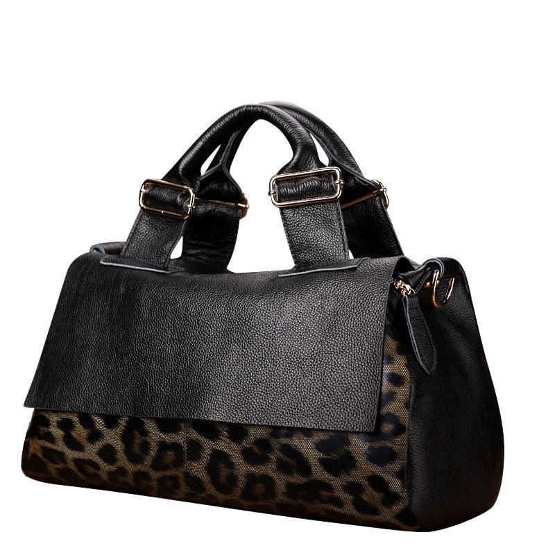 Women's bags soft leather stylish leopard print
