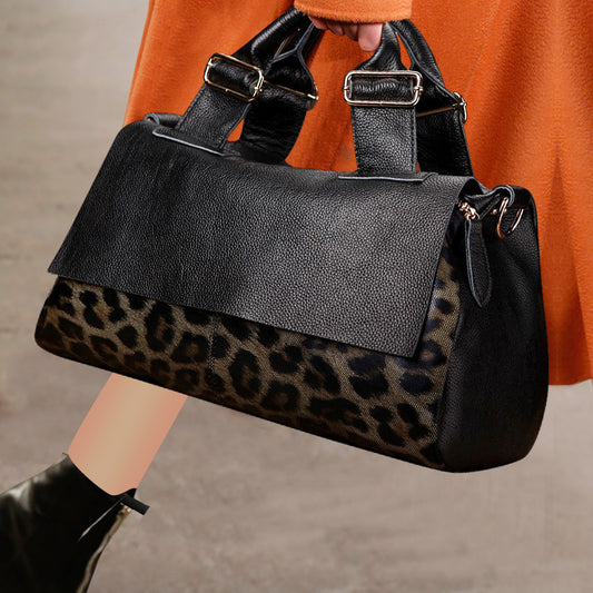 Women's bags soft leather stylish leopard print