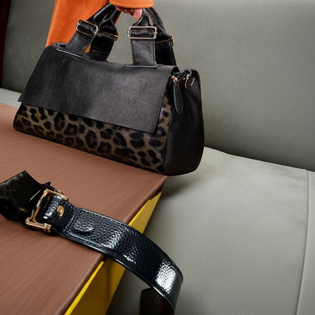 Women's bags soft leather stylish leopard print